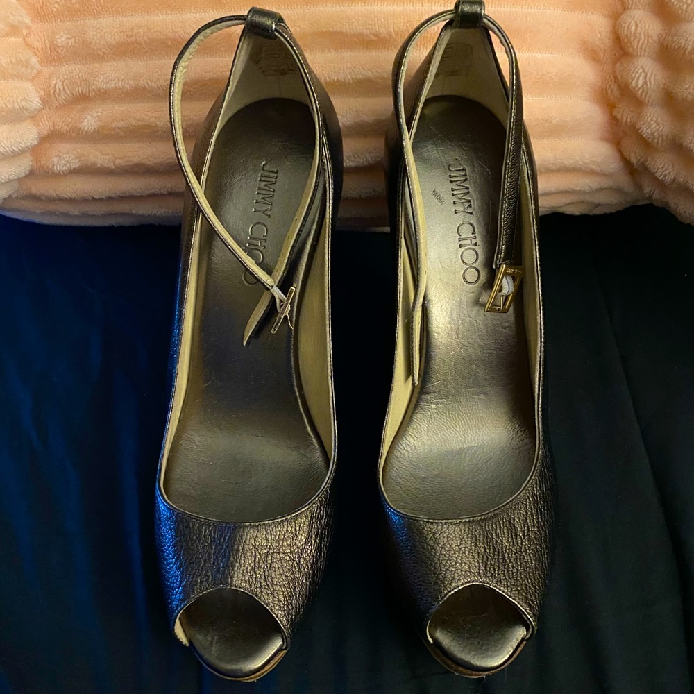 Jimmy Choo - Peep toe - Wedges - Dark Bronze 10.5